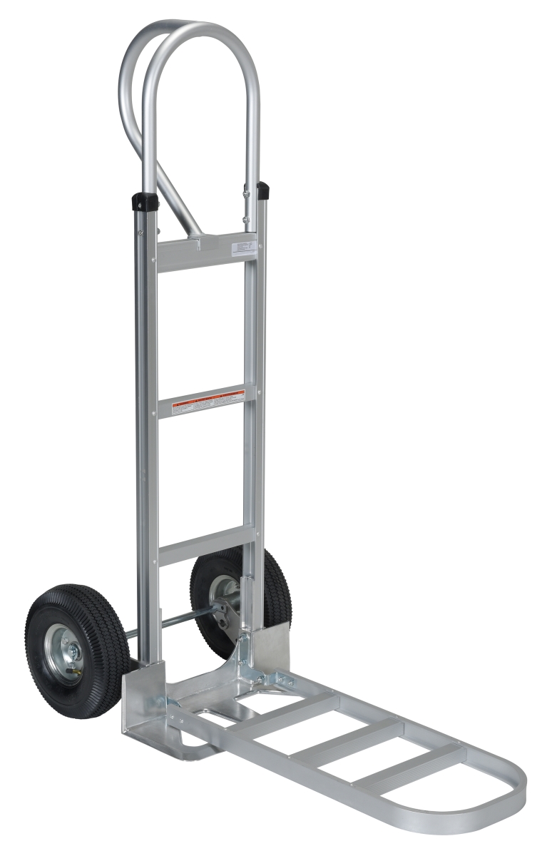 Silver Aluminum P-Handle Hand Truck With Pneumatic Wheels