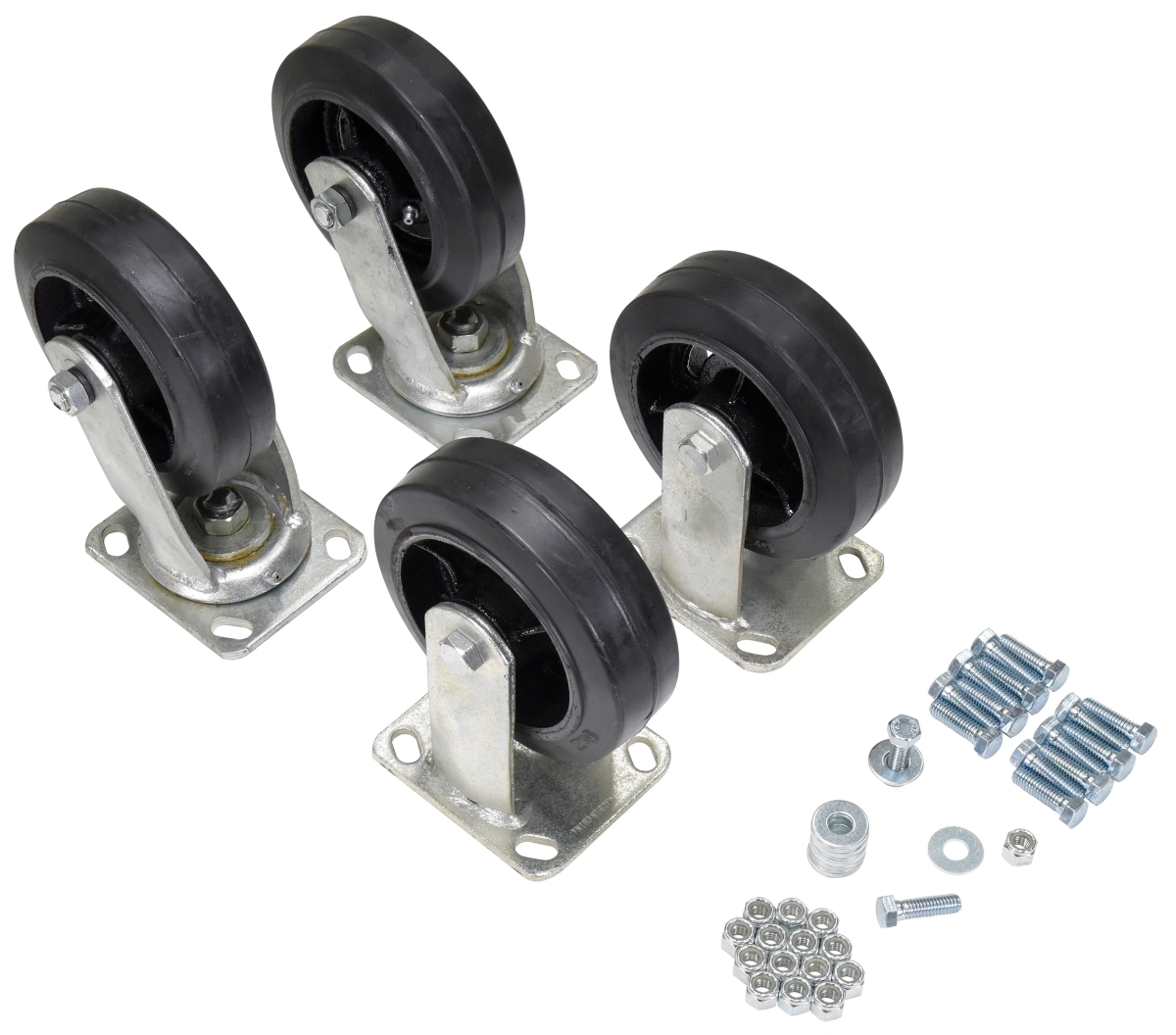 D-CK4-MR6-2 6 x 2 in. Mold-On-rubber Caster Kit - 2400 lbs Capacity