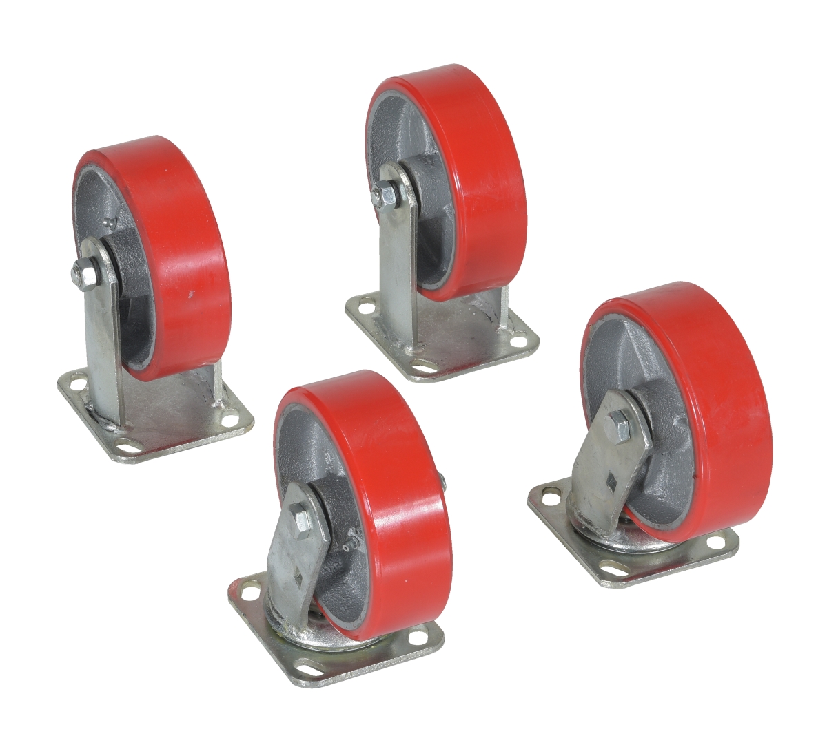 D-CK4-PU6-2 6 x 2 in. Poly-On-steel Caster Kit - 4800 lbs Capacity