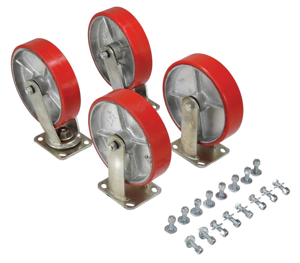 8 x 2 in. Poly-On-steel Caster Kit - 5000 lbs Capacity