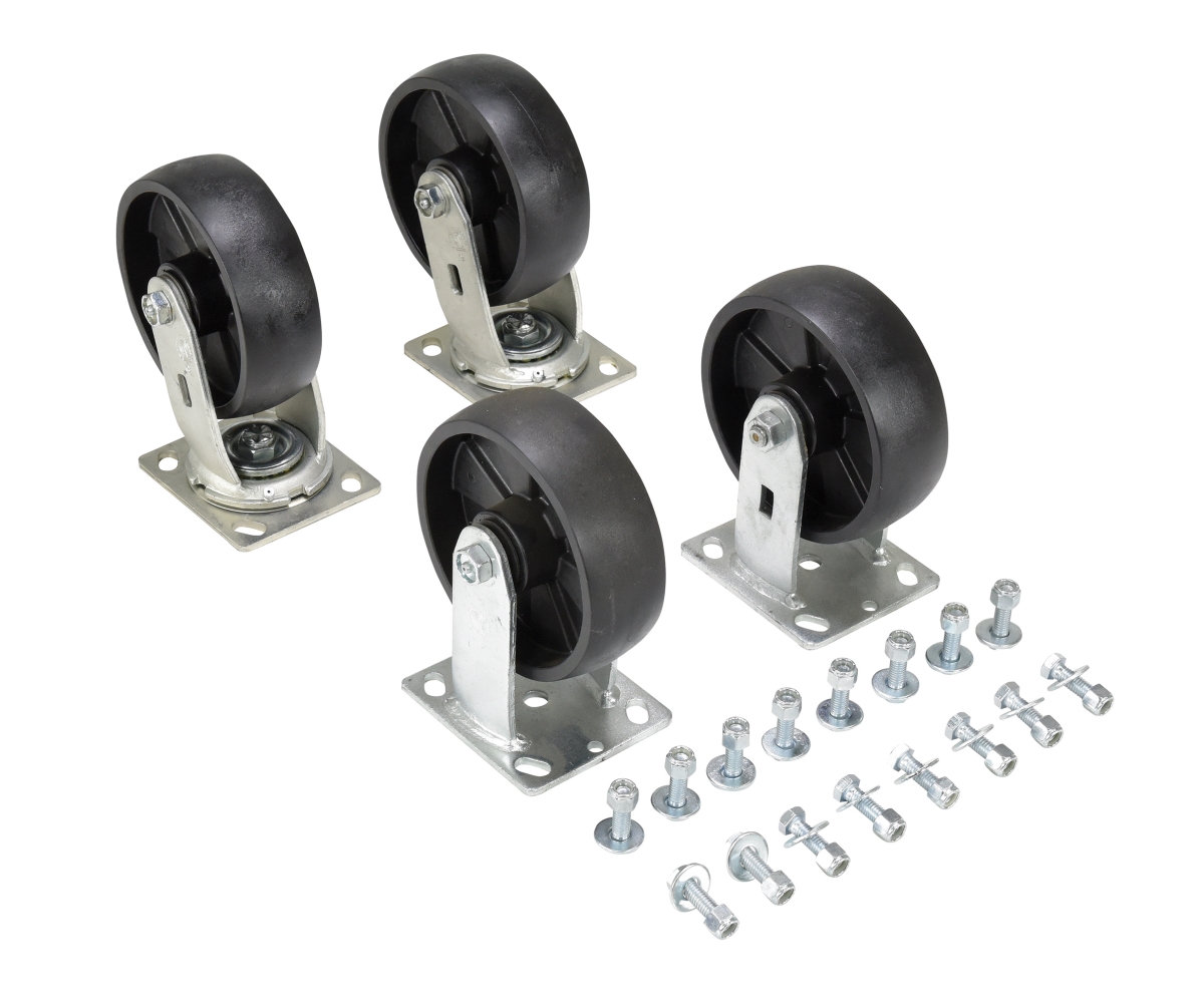 Caster Kit For Self-Dumping Hoppers, Glass Filled Nylon, 6" x 2", 4800 lb Capacity