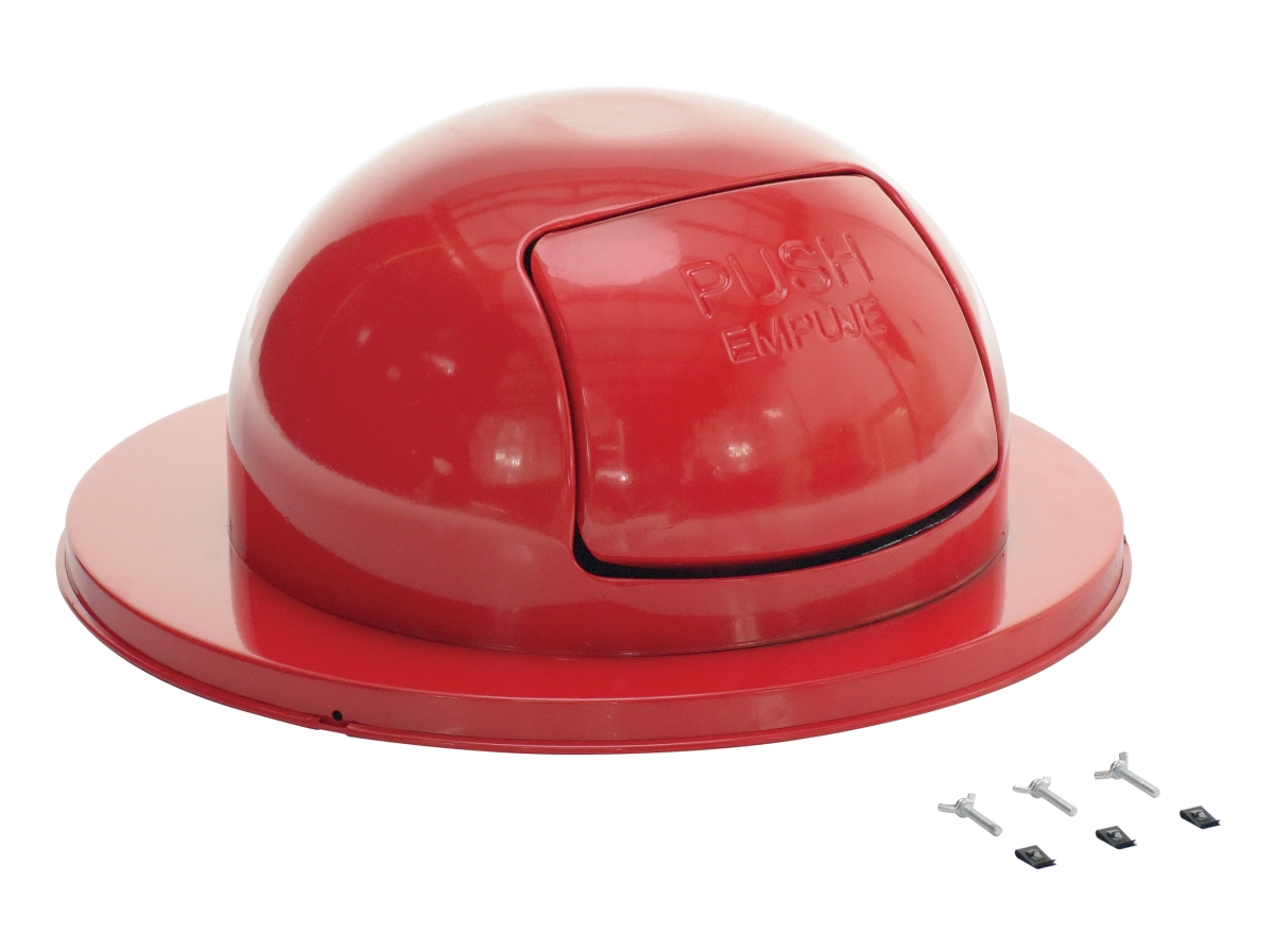 TRASH-TOP-RD Steel Waste Disposal Top for Drum, Red