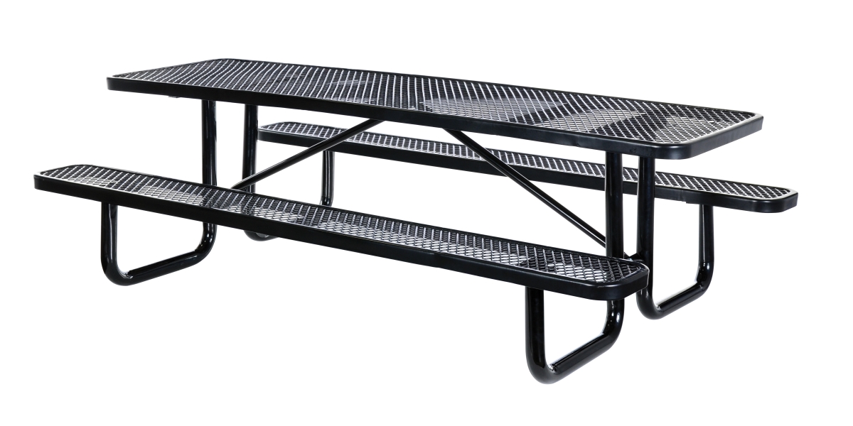 30 x 96 in. Expanded Metal Top Picnic Table - Black