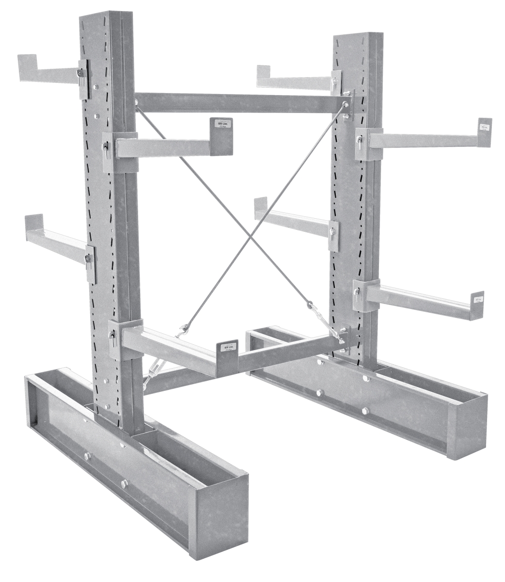 6 ft. Double-Sided Medium Duty Upright Cantilever Set with 36 in. Arm, Galvanized
