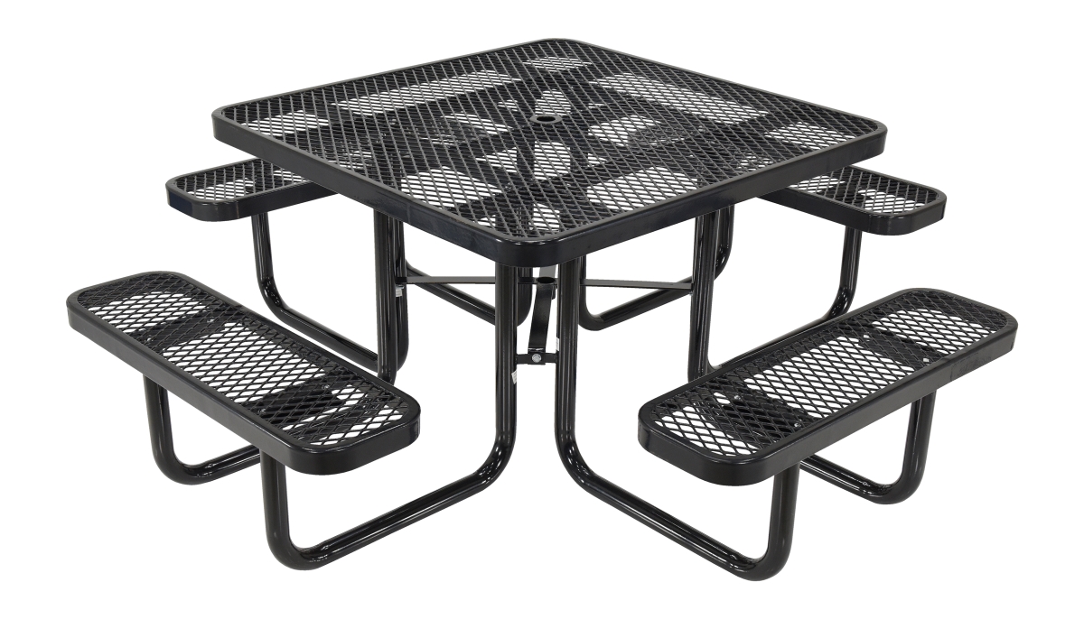 46 x 46 in. Expanded Metal Square Top Picnic Table - Black