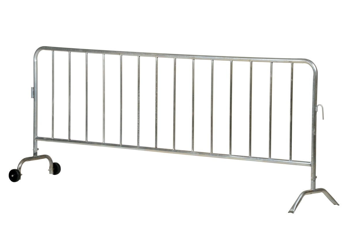 Heavy Duty Galvanized Barrier with 1 Wheel & 1 Curved Foot