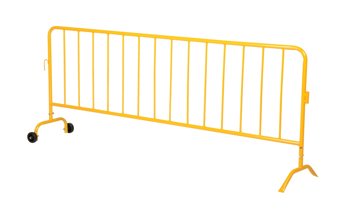 Heavy Duty Yellow Barrier with 1 Wheel & 1 Curved Foot
