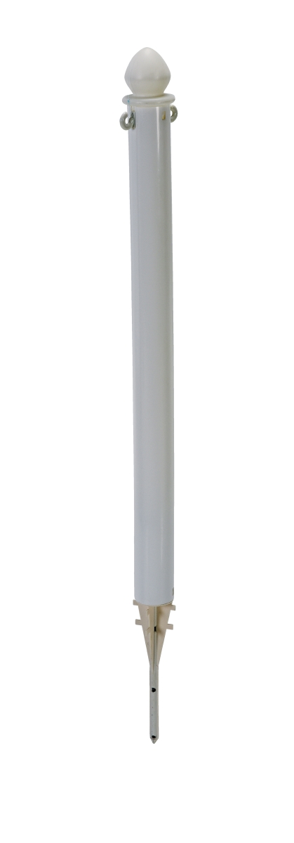 White Plastic Barricade,Ground Stake, Plastic, 45 Height, 2.5 Length, 6, White
