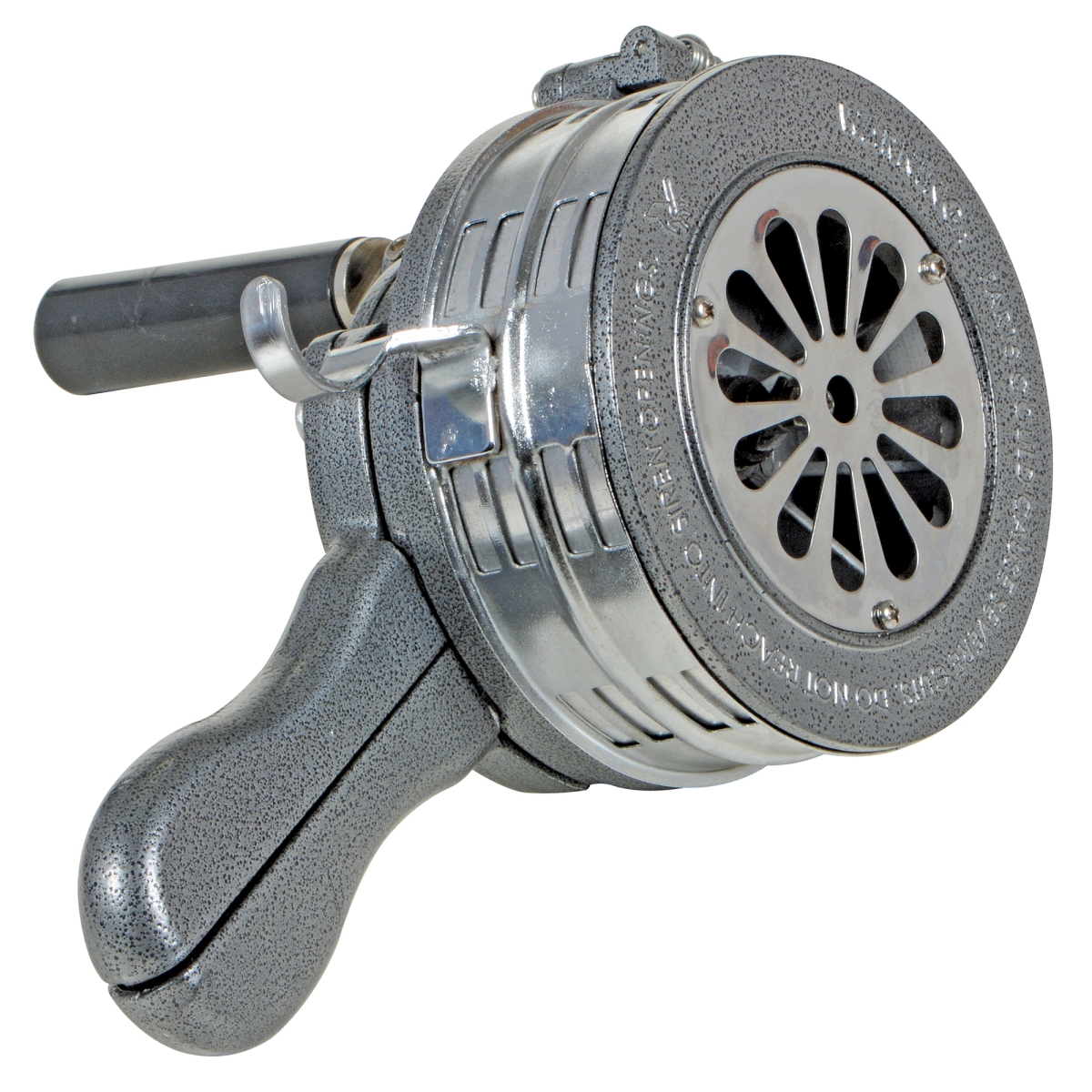 SIREN-100-S Hand Crank Metal Warning Sirens - Silver & Gray