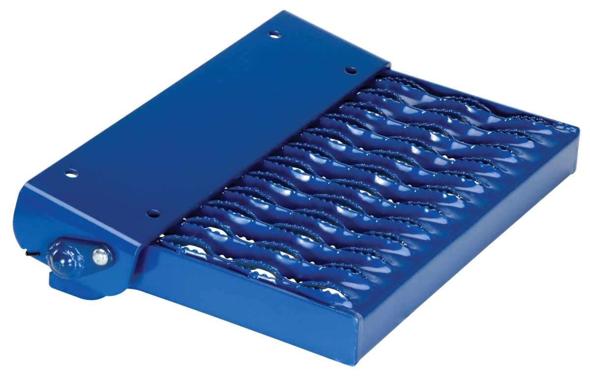 Spring-Loaded Serrated Fold-Up Step 350 lb Capacity Blue Steel