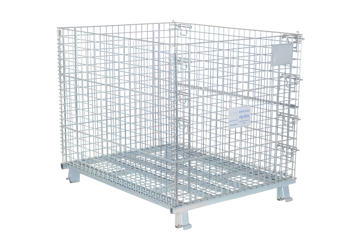 Collapsible Bulk Container 40 in L, 32 in W, 34 in H, Steel