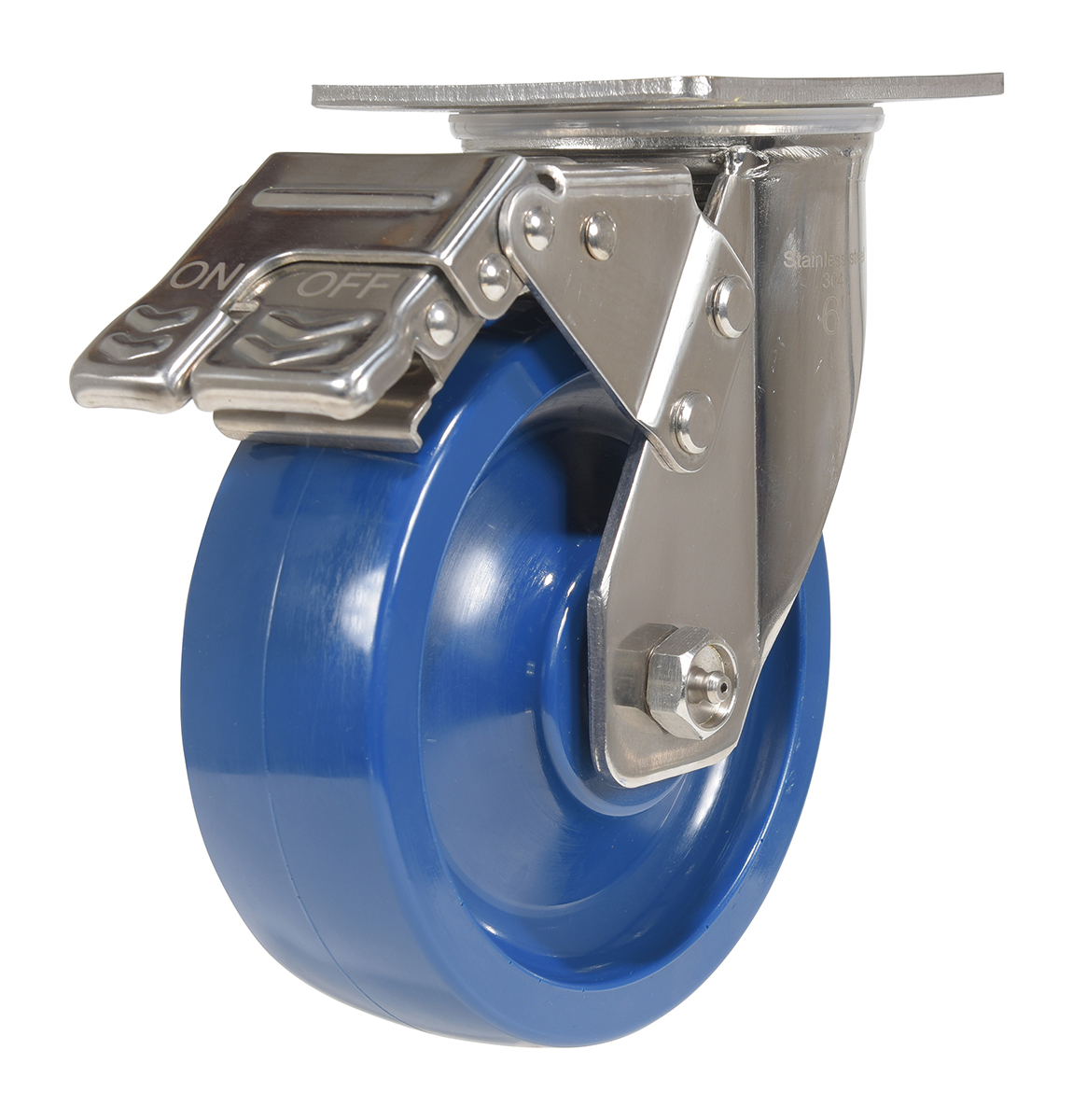 CST-F-SS-6X2SP-SWTB 6 x 2 in. Solid Polyurethane Swivel Caster with Total Brake, Blue