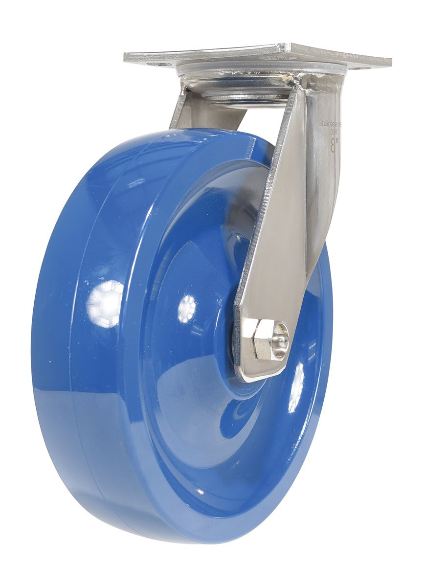 CST-F-SS-8X2SP-S 8 x 2 in. Solid Polyurethane Swivel Caster, Blue