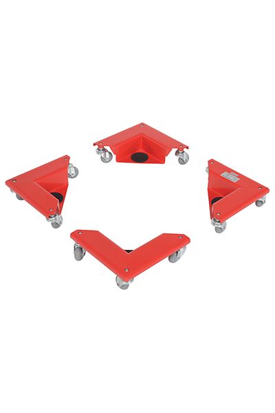 Red Steel Corner Mover Dolly 1200 lb Capacity Per Set 4 Pack