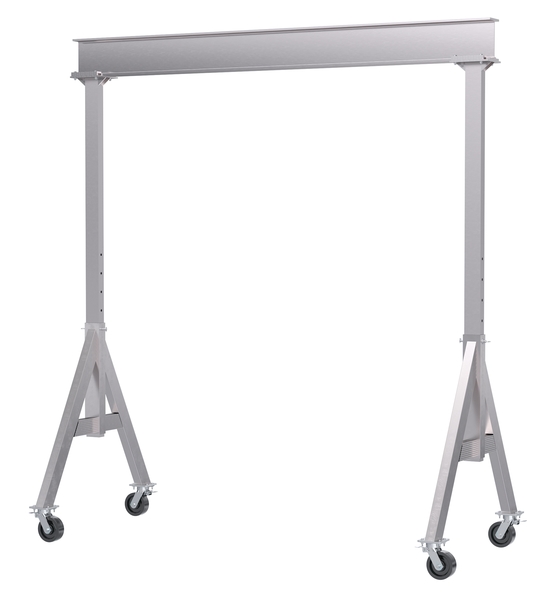 AHA-6-12-10-TLC 6000 lbs 12 x 10 ft. Aluminum Adjustable Height Gantry Crane with Total Locking Phenolic Casters - Silver