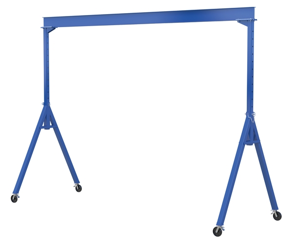 AHS-2-20-14-TLC 2000 lbs 20 x 14 ft. Steel Adjustable Height Gantry Crane with Total Locking Glass Filled Nylon Casters - Blue