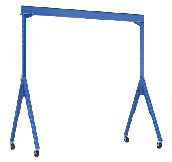 AHS-6-20-14-TLC 6000 lbs 20 x 14 ft. Steel Adjustable Height Gantry Crane with Total Locking Phenolic Casters - Blue