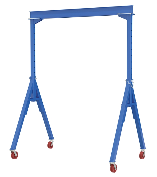 AHS-8-20-14-VG 8000 lbs 20 x 14 ft. Steel Adjustable Height Gantry Crane with V-Groove Cast Iron Casters - Blue