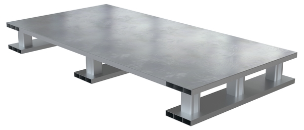 AP-ST-4024-SB 4000 lbs 24 x 40 x 5.06 in. Aluminum Half Solid Top with Skid Bottom - Silver