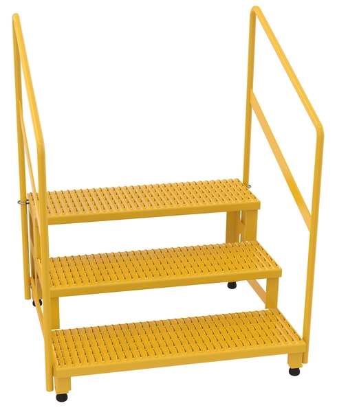 ASP-36-3-HR 36 in. Steel Adjustable Step Stand with 3-Step Handrails - Yellow