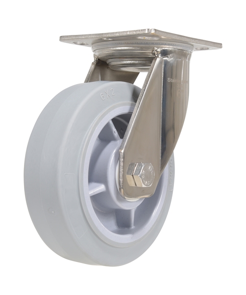 CST-E-SS-6X2TPR-S 600 lbs 6 Dia. x 2 in. Thermoplastic Rubber Swivel Caster - Gray