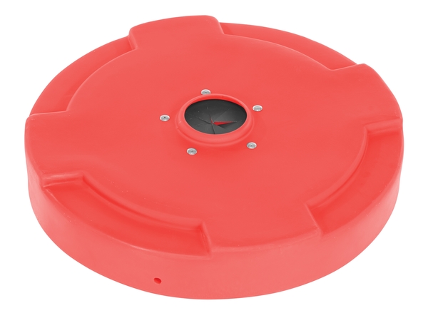 DC-P-55-CANF-RD 55 gal Low Density Polyethylene Drum Recycling Lid with Flaps Closed - Red