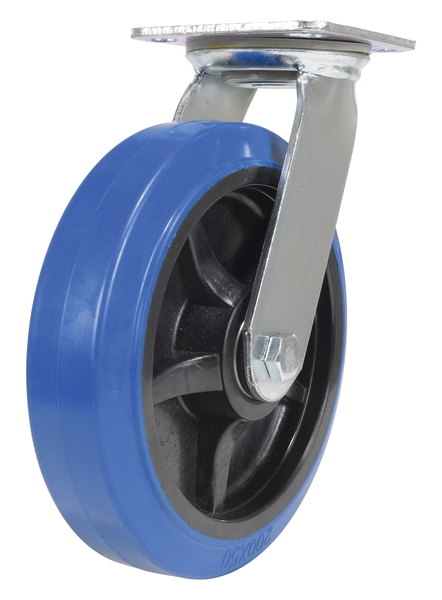 CST-BB-8X2ER-S 770 lbs 8 Dia. x 2 in. Elastic Rubber Swivel Caster - Blue & Black