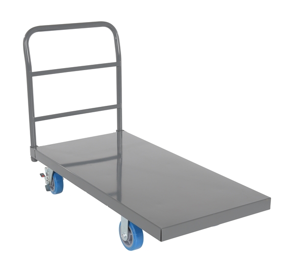 ECSPT-2448-C25C 2500 lbs 45 x 45 x 39 in. Steel Smooth Deck Platform Truck with 6 x 2 in. Poly Casters - Silver & Blue