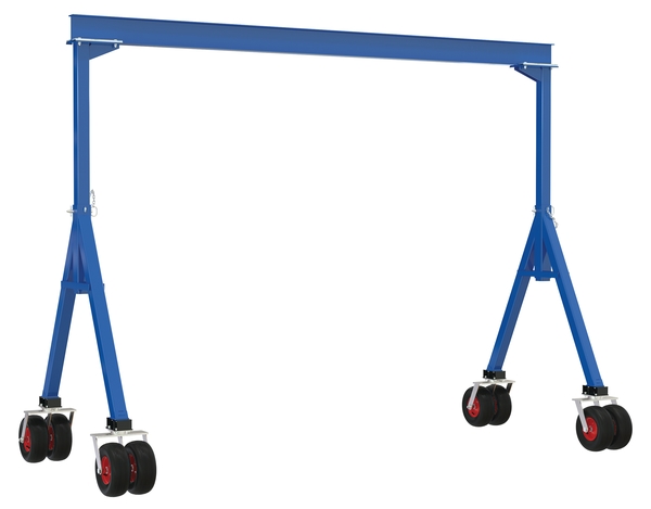 Steel Gantry Crane - Blue - 15 ft - 4000 lbs Capacity - Pneumatic Casters
