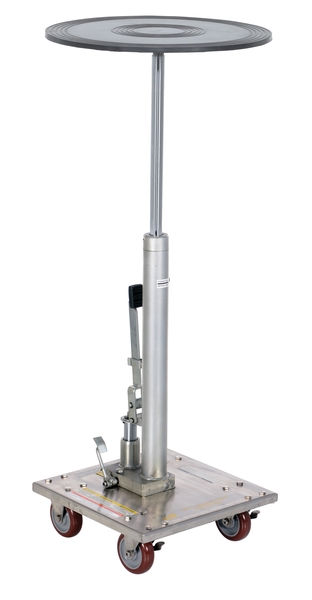 HT-02-18R-PSS 18 in. Partially Stainless Steel Round Top Hydraulic Post Table - Silver