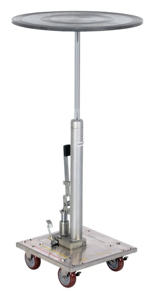 HT-02-24R-PSS 200 lbs 24 in. Partially Stainless Steel Round Top Hydraulic Post Table - Silver