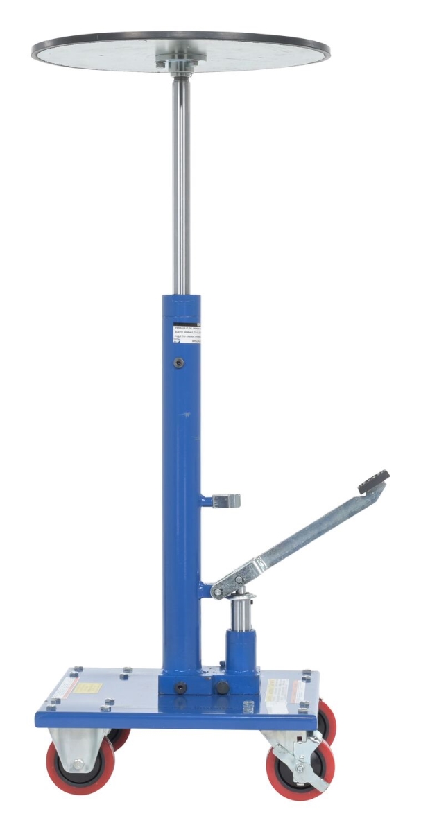 HT-03-18R 18 in. Steel Round Top Hydraulic Post Table, Blue - 300 lbs Capacity