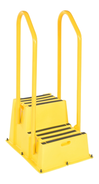 SPN-2-YL-HR-PO Polyethylene Nestable with 2 Step Handrails Casters - Yellow
