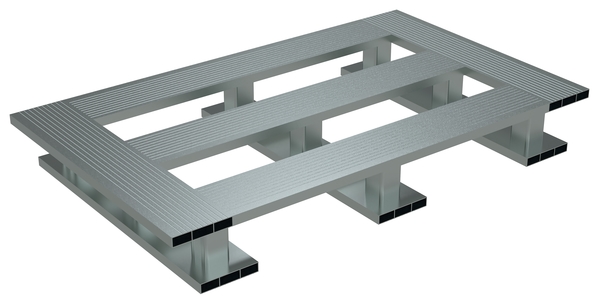 AP-4024-SB 4000 lbs 24 x 40 x 5.06 in. Aluminum Skid Bottom with Half Pallet - Silver