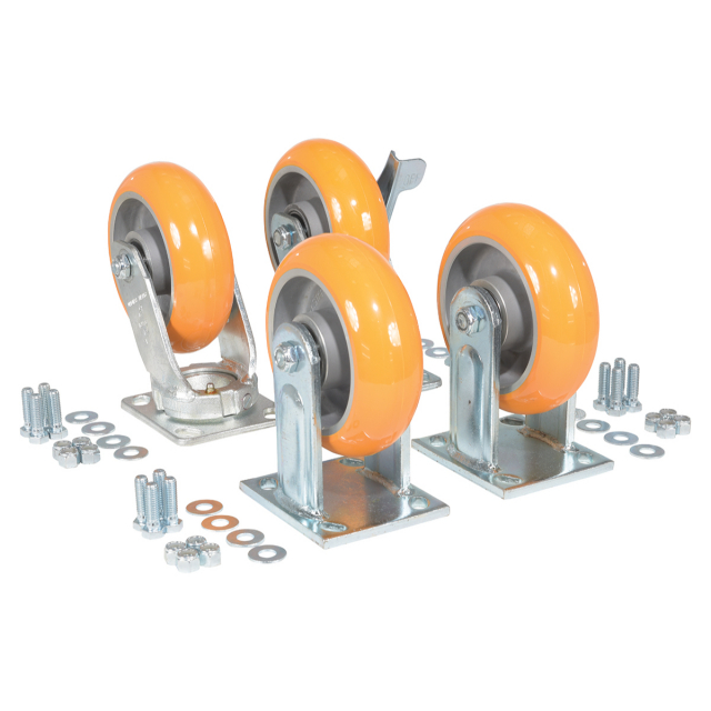 Picture of Vestil D-CK4-C34C 6 x 2 in. Elastic Polyurethane Caster Kit for D-Style Hoppers