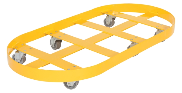 DRUM-X2-55-CI 45 x 45 x 39 in. 2000 lbs Steel Double Drum Dolly with Cast Iron Casters - Yellow