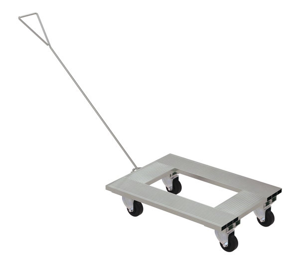 ACP-1824-9-HDL 900 lbs 18 x 24 in. Aluminum Channel Dolly with Handle Deck & Hard Rubber Casters - Silver