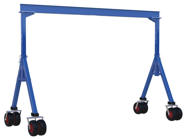 AHS-4-15-10-PNU 4000 lbs 15 x 10 ft. Steel Adjustable Height Gantry Crane with Pneumatic Rubber Casters - Blue