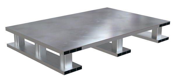 AP-ST-3624-SB 4000 lbs 36 x 24 x 6 in. Aluminum Solid Top Skid Bottom Pallet - Silver