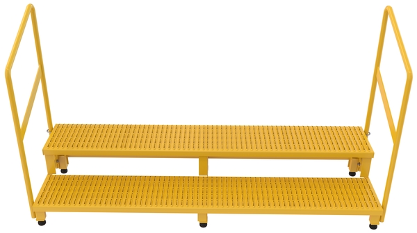ASP72HR 500 lbs 72 in Steel Adjustable Step Stand with 2Step  Handrails  Yellow