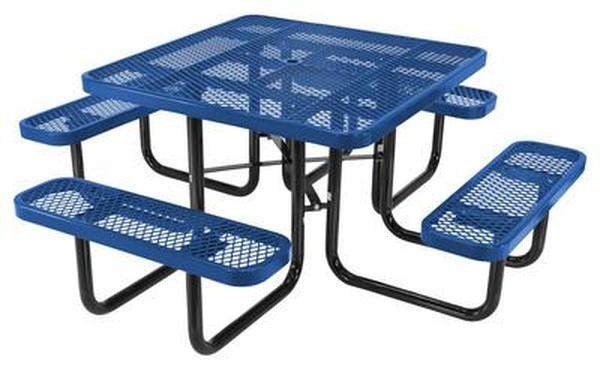 PT-MX-ST-46-BL 46 x 46 in. Steel Picnic Table Expanded Metal Square Top - Blue