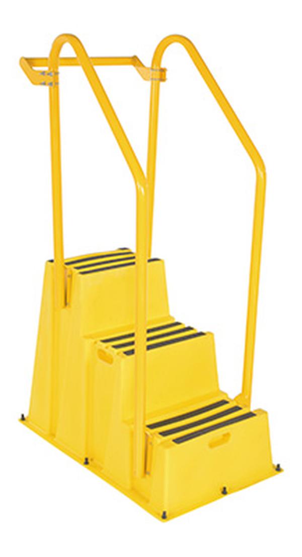 SPN-3-YL-HR-BR 500 lbs 3 Step Polyethylene Nestable with Hand & Back Rails - Yellow
