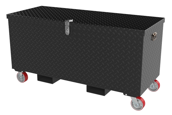 Picture of Vestil STTB-2448-CF 24 x 48 in. Steel Tread Plate Toolbox with Casters & Fork Pockets - Black