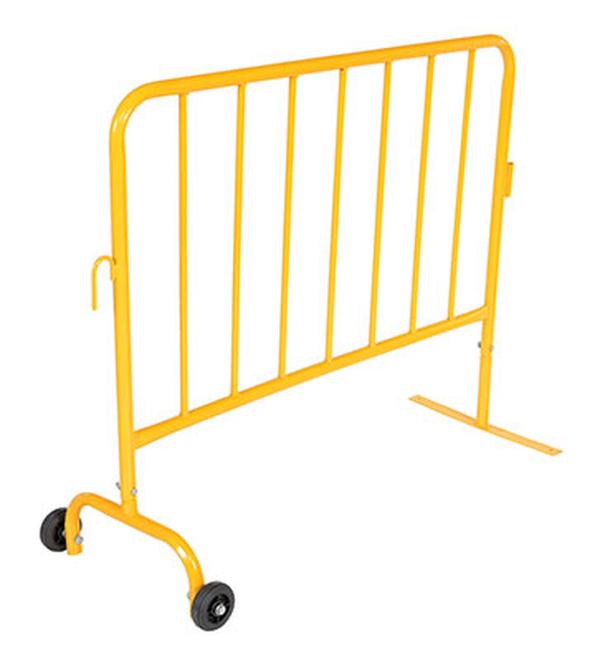 Steel Crowd Control Barrier - Yellow - 47.5 in. - Interlocking Design