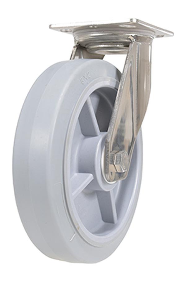 CST-E-SS-8X2TPR-S 675 lbs 8 Dia. x 2 in. Thermoplastic Rubber Swivel Caster - Gray