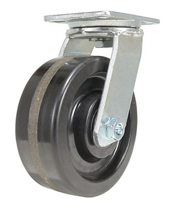 Phenolic Swivel Caster - Black - 8in. x 3in. - 2500 lbs Capacity - Shock Resistant