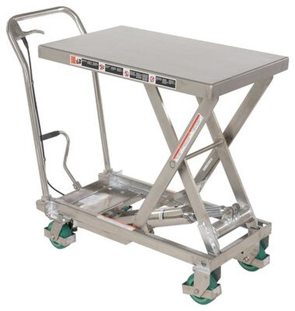 CART-500-SS3 500 lbs 32.5 x 19.37 in. Stainless Steel Scissor Cart - Silver