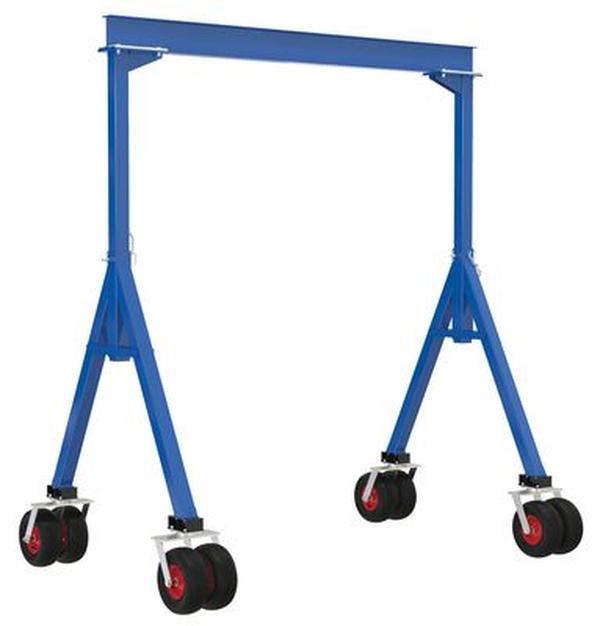 4000 lbs Fixed Height Steel Gantry Crane - Blue - 10 ft - Pneumatic Casters