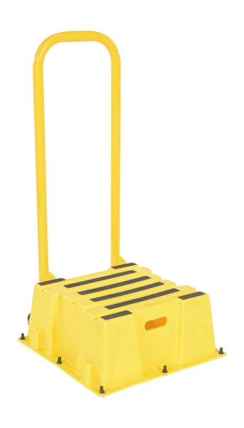 SPN-1-YL-HR-PO Polyethylene Nestable with 1 Step Handrails Casters - Yellow