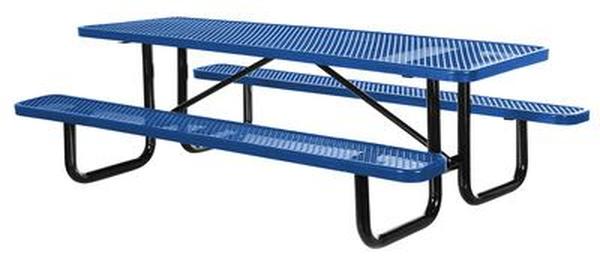 PT-MX-3072-BL 30 x 72 in. Steel Picnic Table Expanded Metal Rectangle Top - Blue